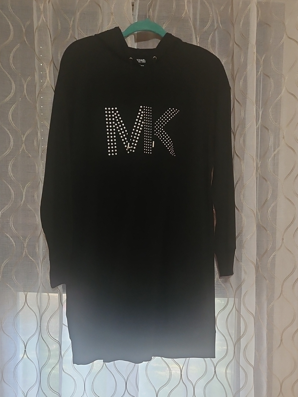 Michael Kors Studded Logo Hoodie Dress Black
